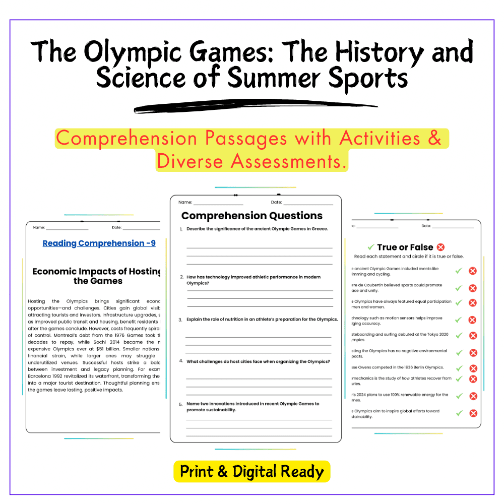 Olympic Games Science Worksheet
