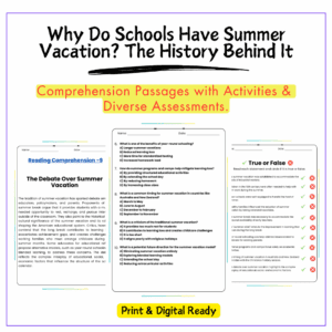 Summer Vacation History Worksheet