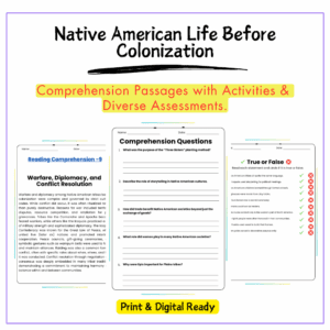 Native American Life Worksheet