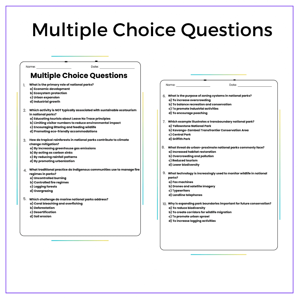 National Parks Conservation Worksheet - Image 3