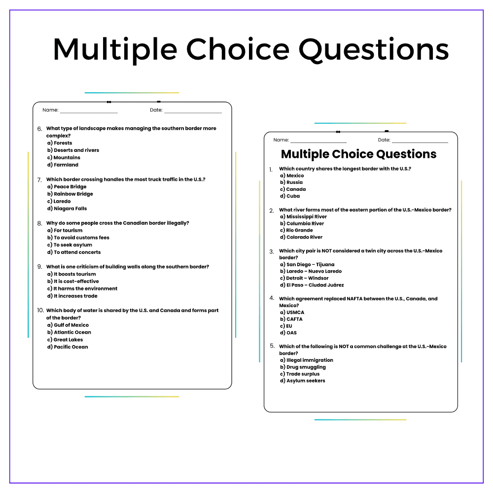 U.S. Borders Worksheet - Image 3