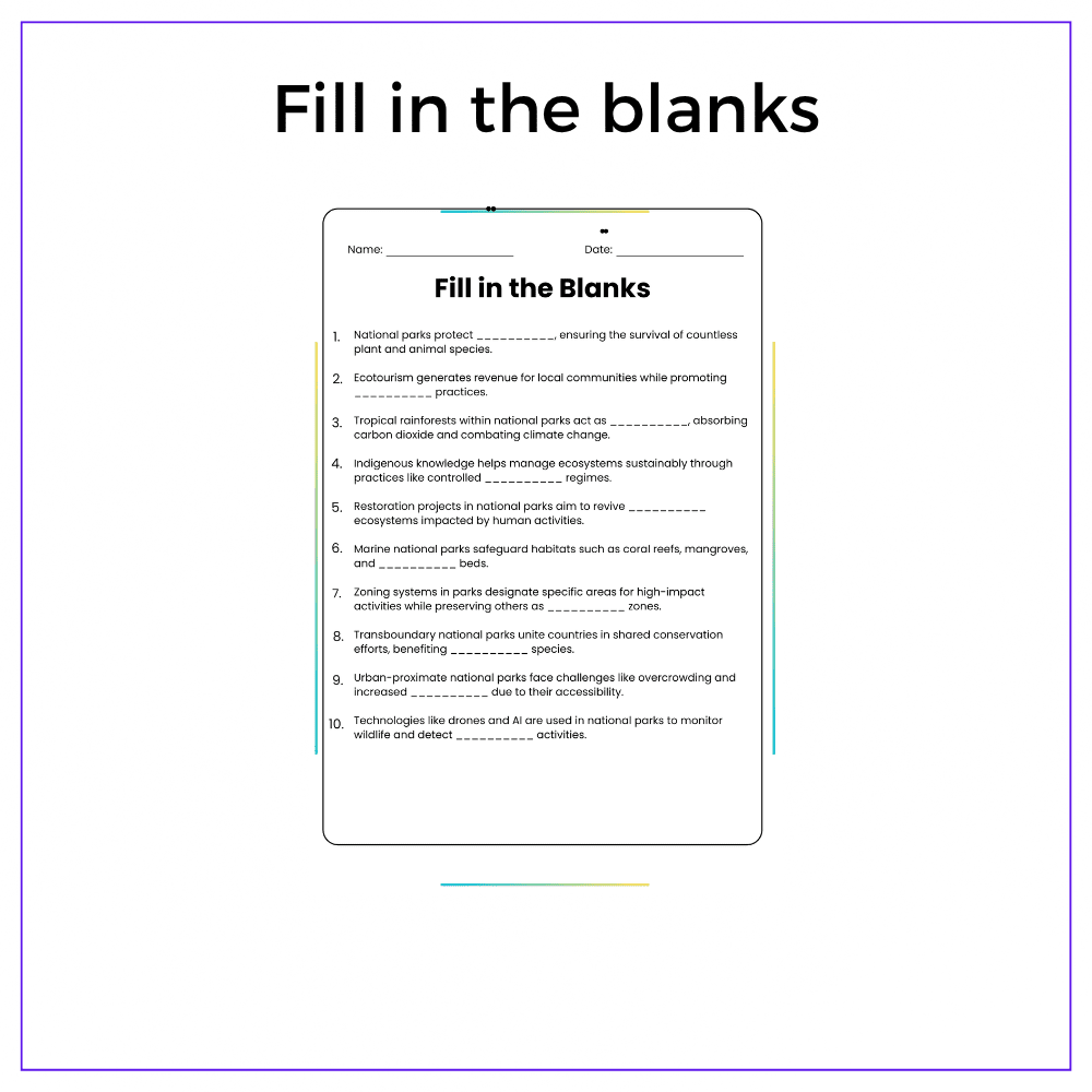 National Parks Conservation Worksheet - Image 4