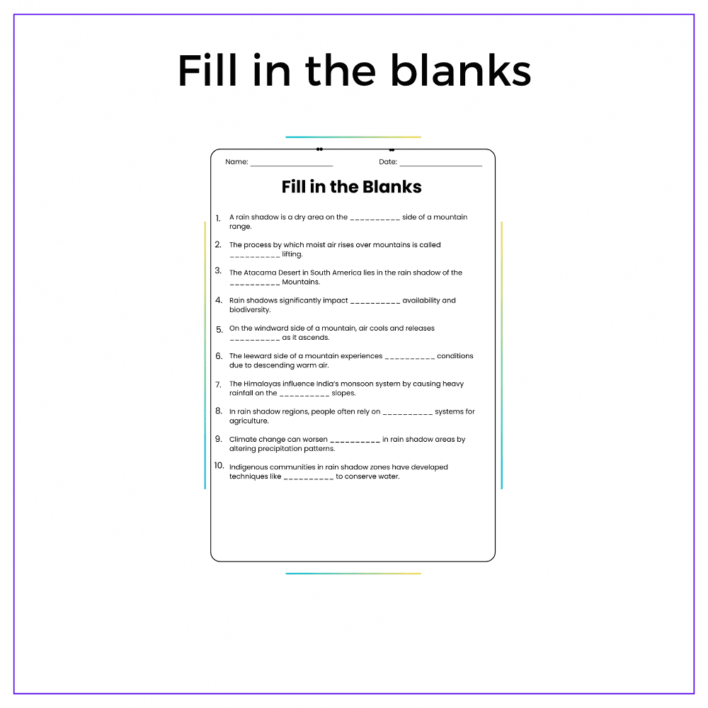 Rain Shadow Worksheet - Image 4