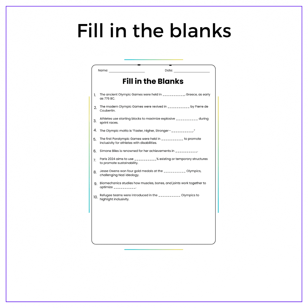 Olympic Games Science Worksheet - Image 4