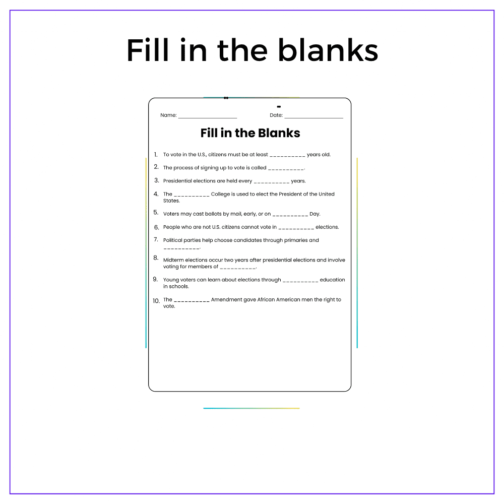 Voting & Elections Worksheet - Image 4