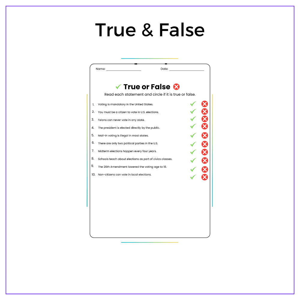 Voting & Elections Worksheet - Image 6