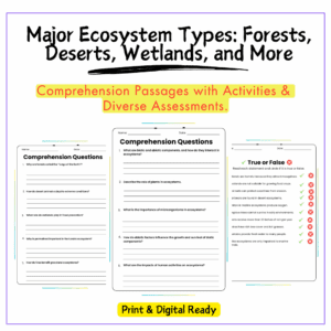 Major Ecosystem Types Worksheet