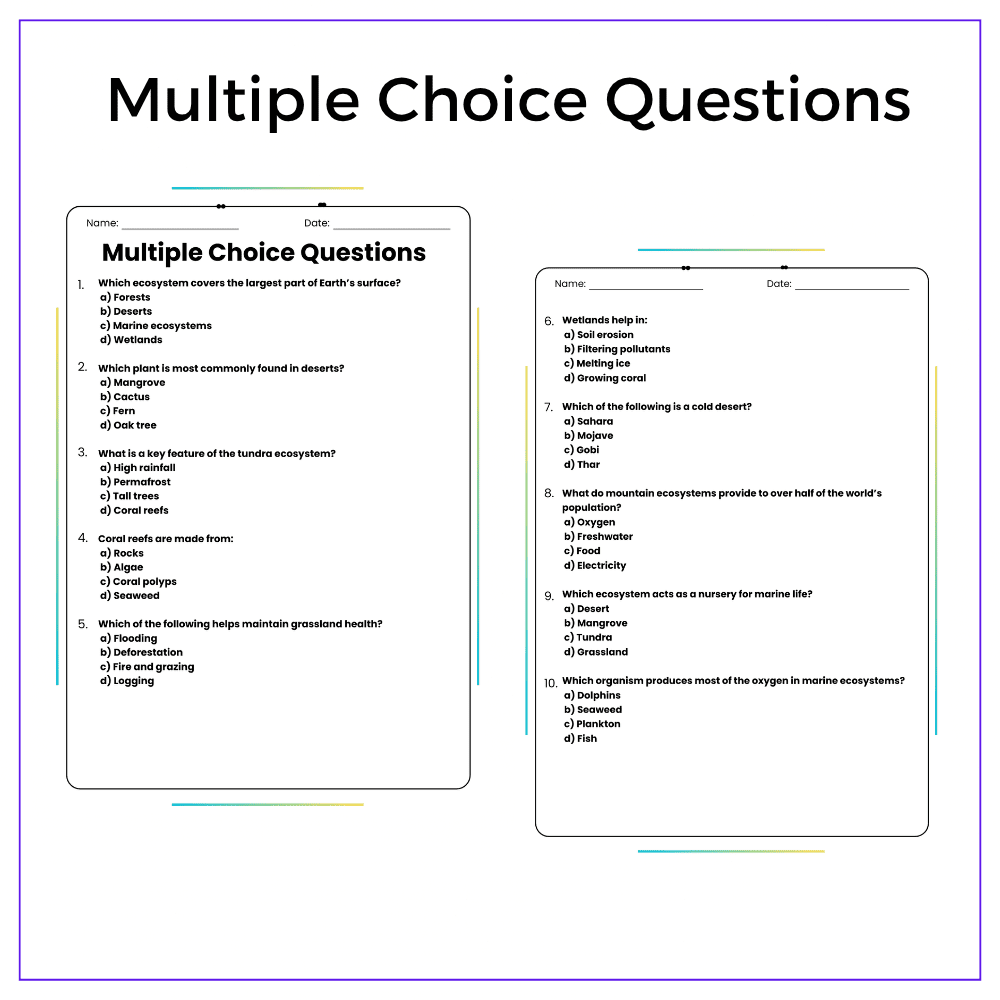 Major Ecosystem Types Worksheet - Image 3