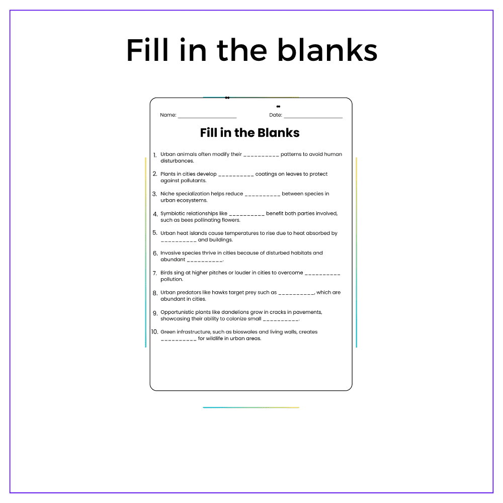 Urban Ecosystems Worksheet - Image 4