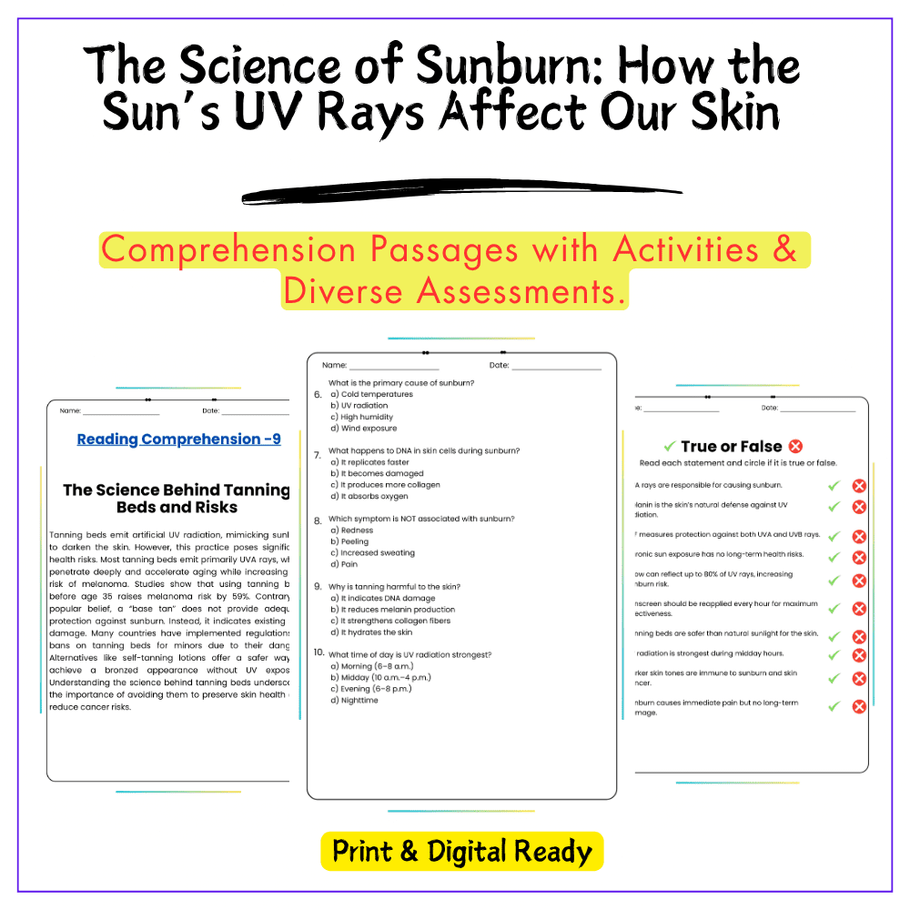 Science of Sunburn Worksheet