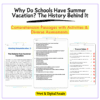 Summer Vacation History Worksheet