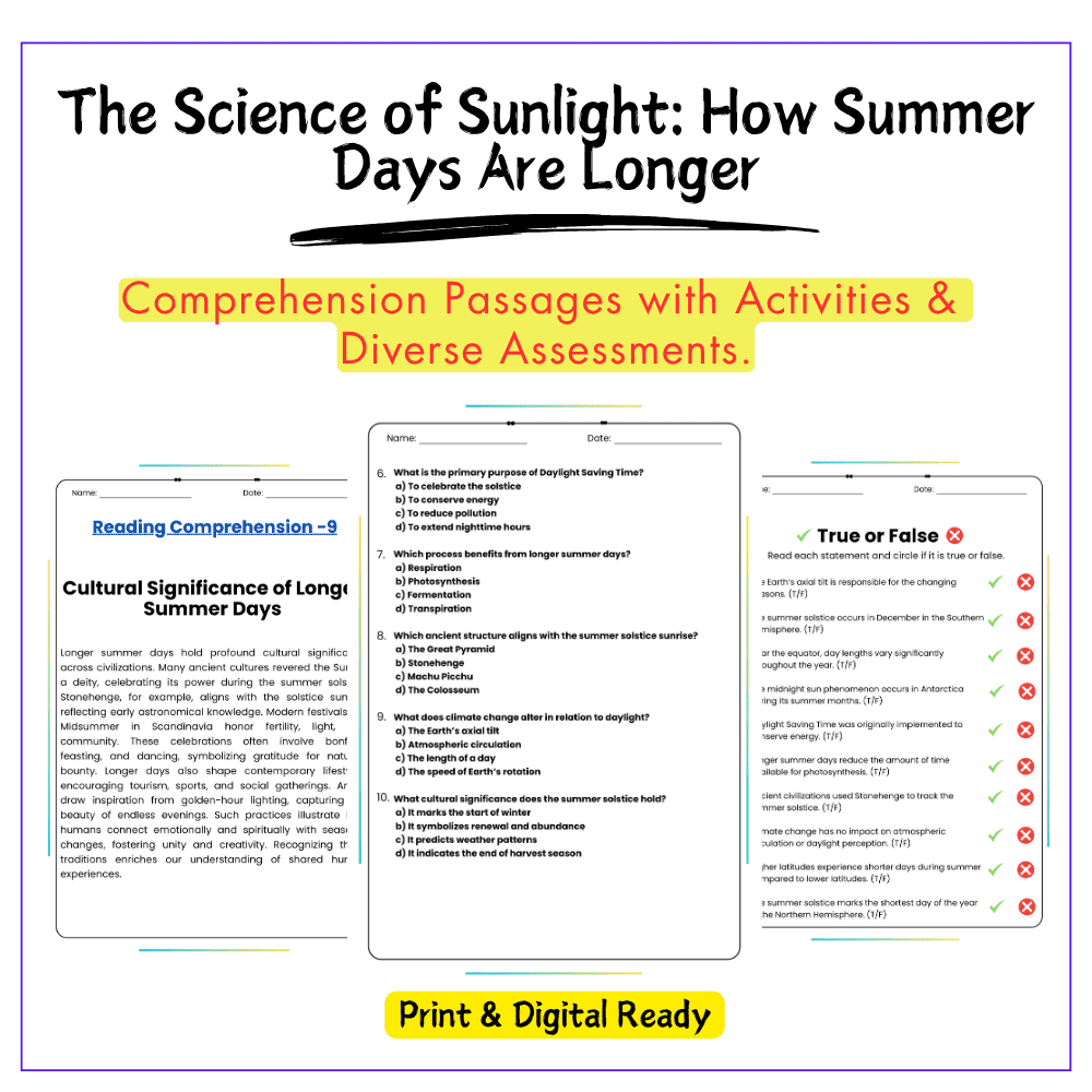 Science of Sunlight Worksheet