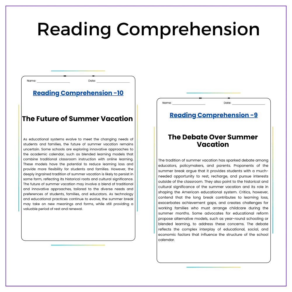 Summer Vacation History Worksheet - Image 7