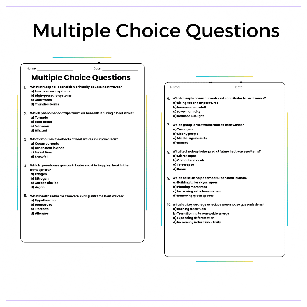 Climate Change & Heat Waves Worksheet - Image 3