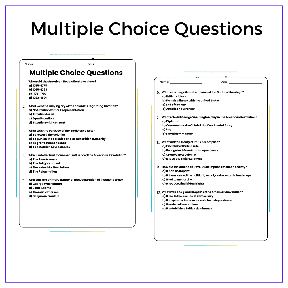 American Revolution Worksheet - Image 3