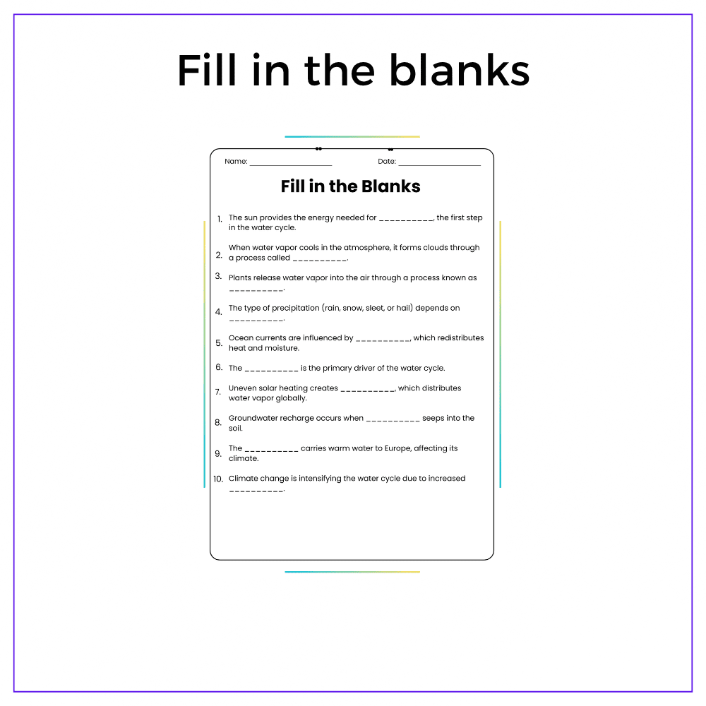 Sun in Water Cycle Worksheet - Image 4