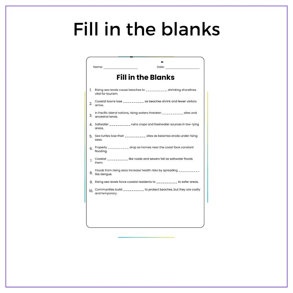 Rising Sea Levels Worksheet - Image 5