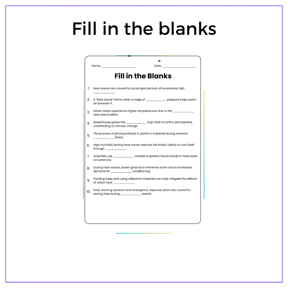 Heat Wave Science Worksheet - Image 5