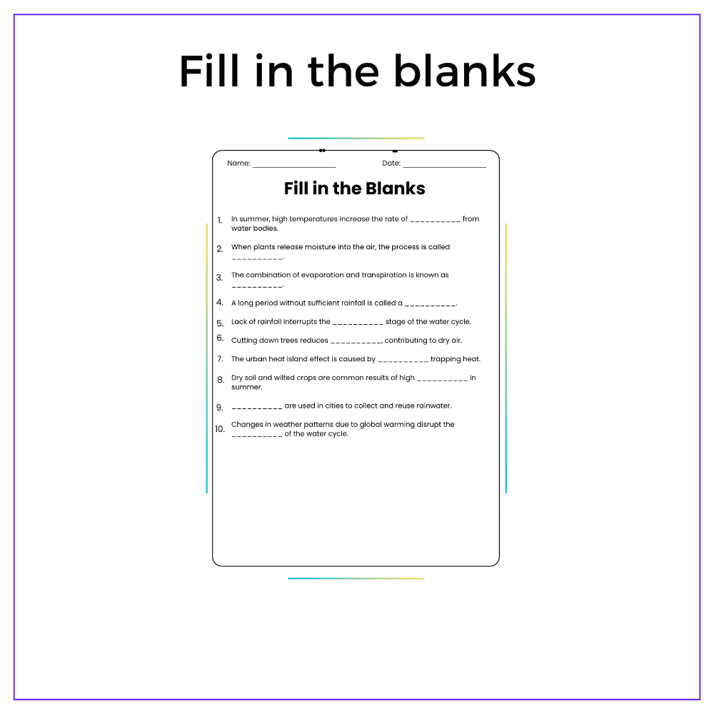 Water Cycle in Summer Worksheet - Image 4