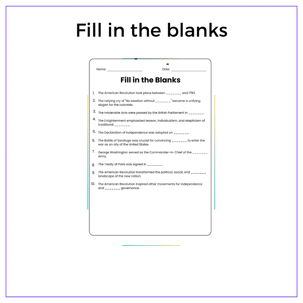 American Revolution Worksheet - Image 4