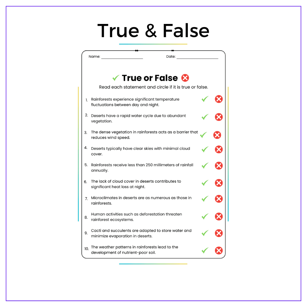 Rainforest vs. Desert Worksheet - Image 3