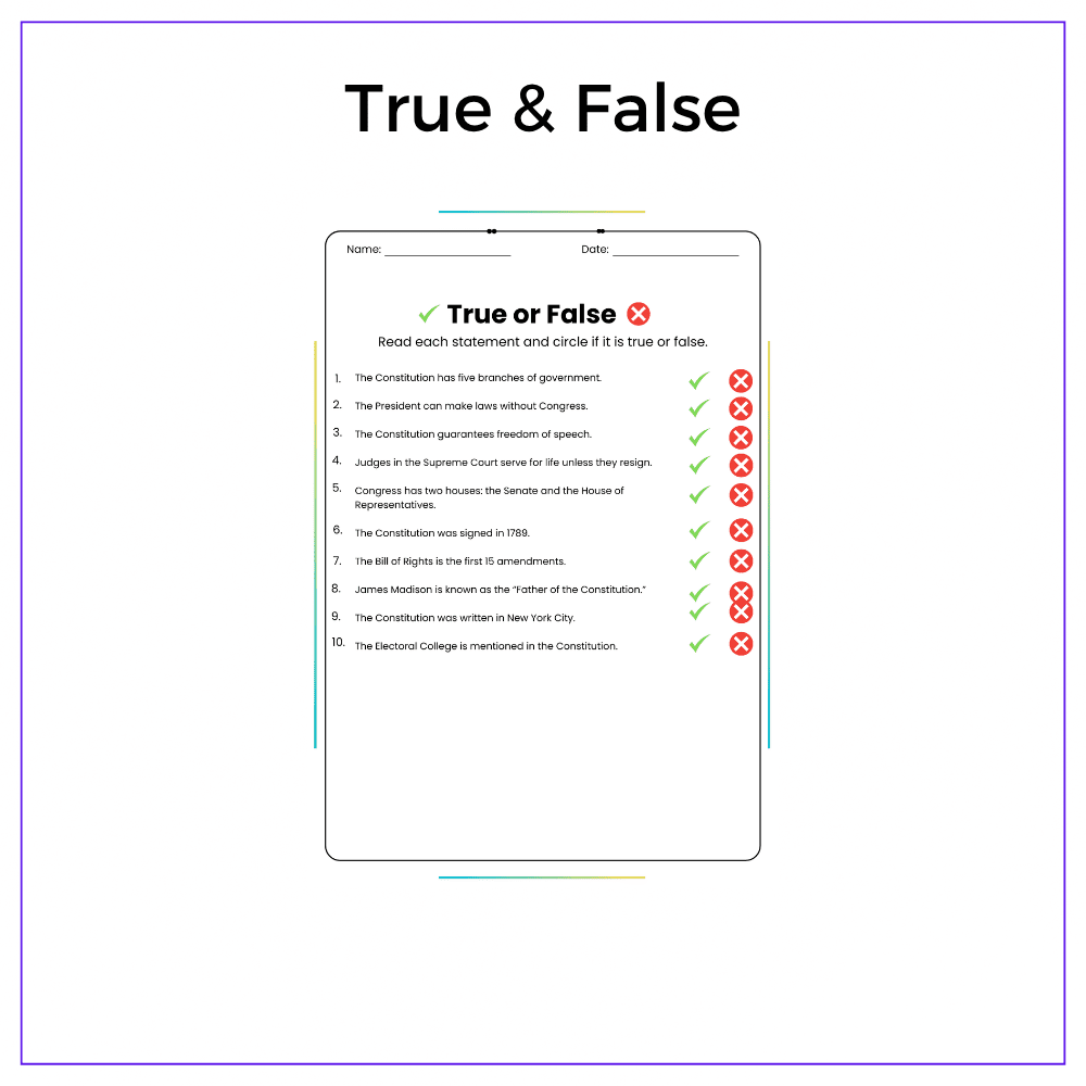 U.S. Constitution Worksheet - Image 6