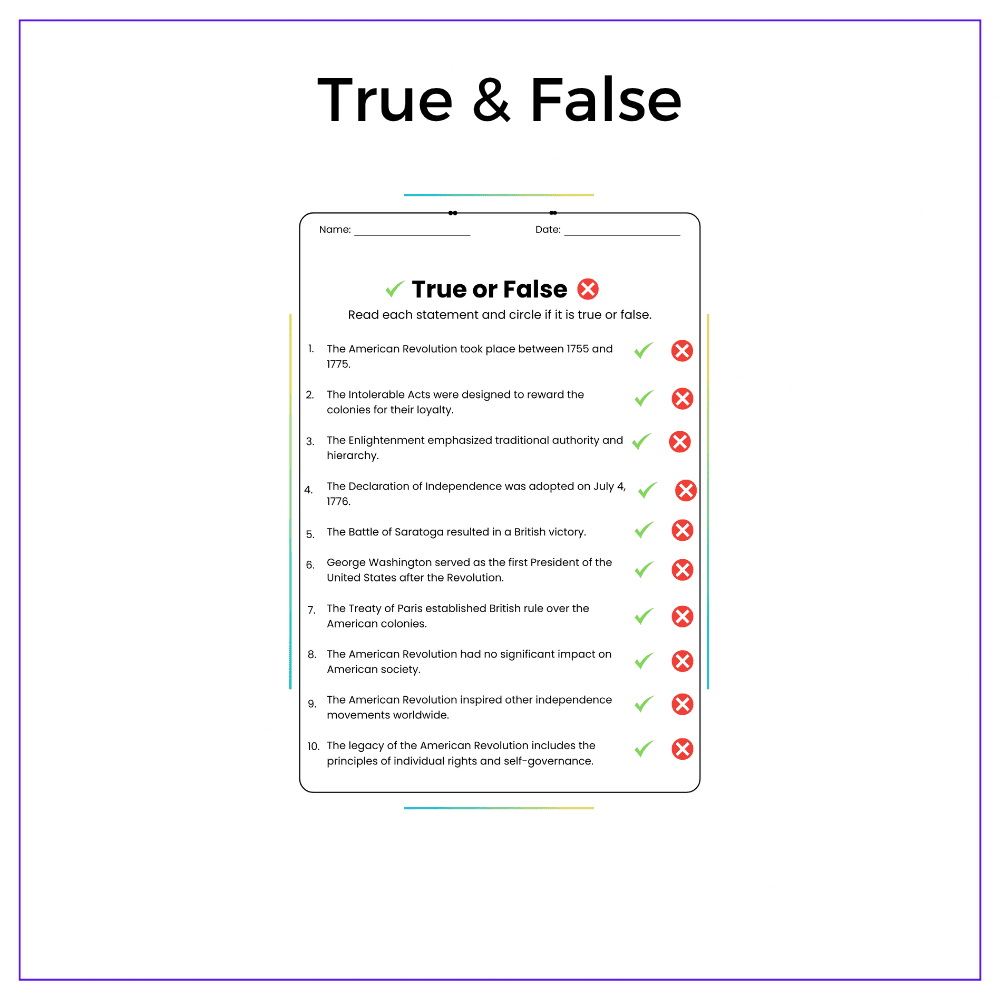 American Revolution Worksheet - Image 6