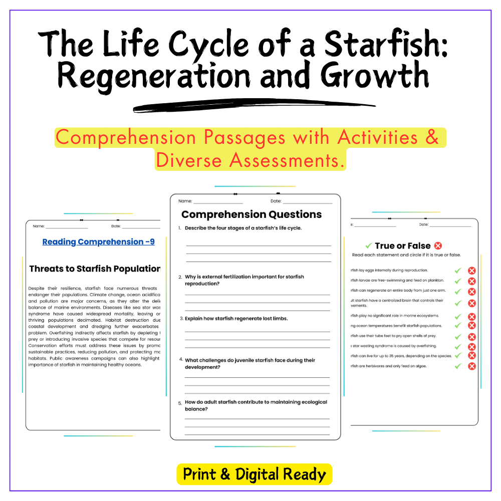 Starfish Life Cycle Worksheet
