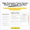 Major Ecosystem Types Worksheet