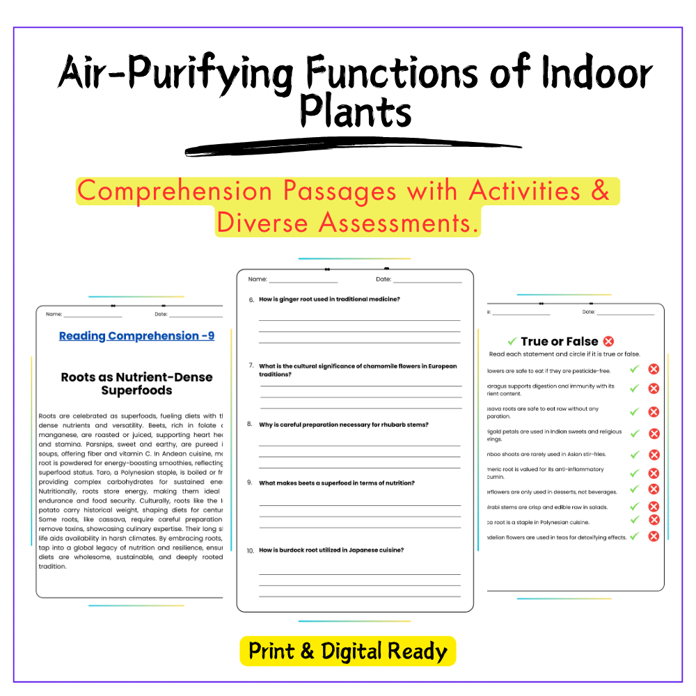 Air-Purifying Plants Worksheet