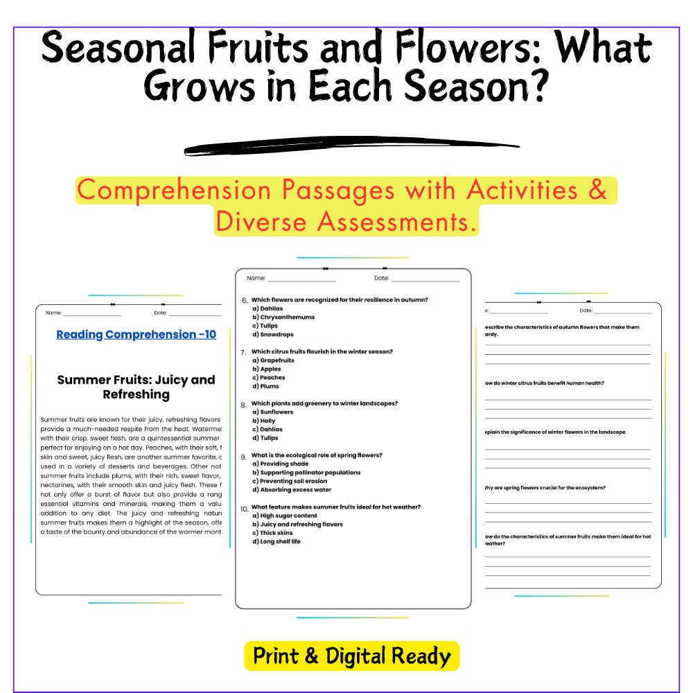 Seasonal Fruits & Flowers Worksheet