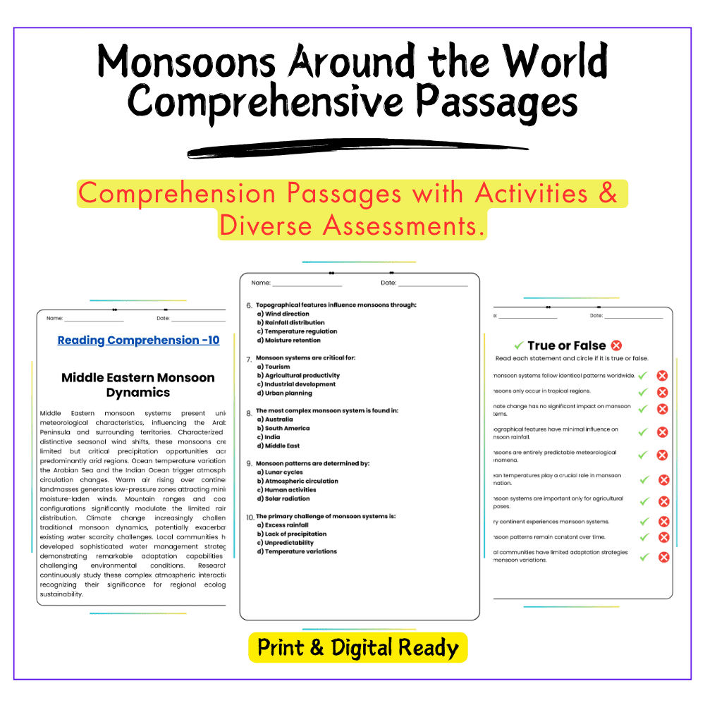 Monsoons Worksheet