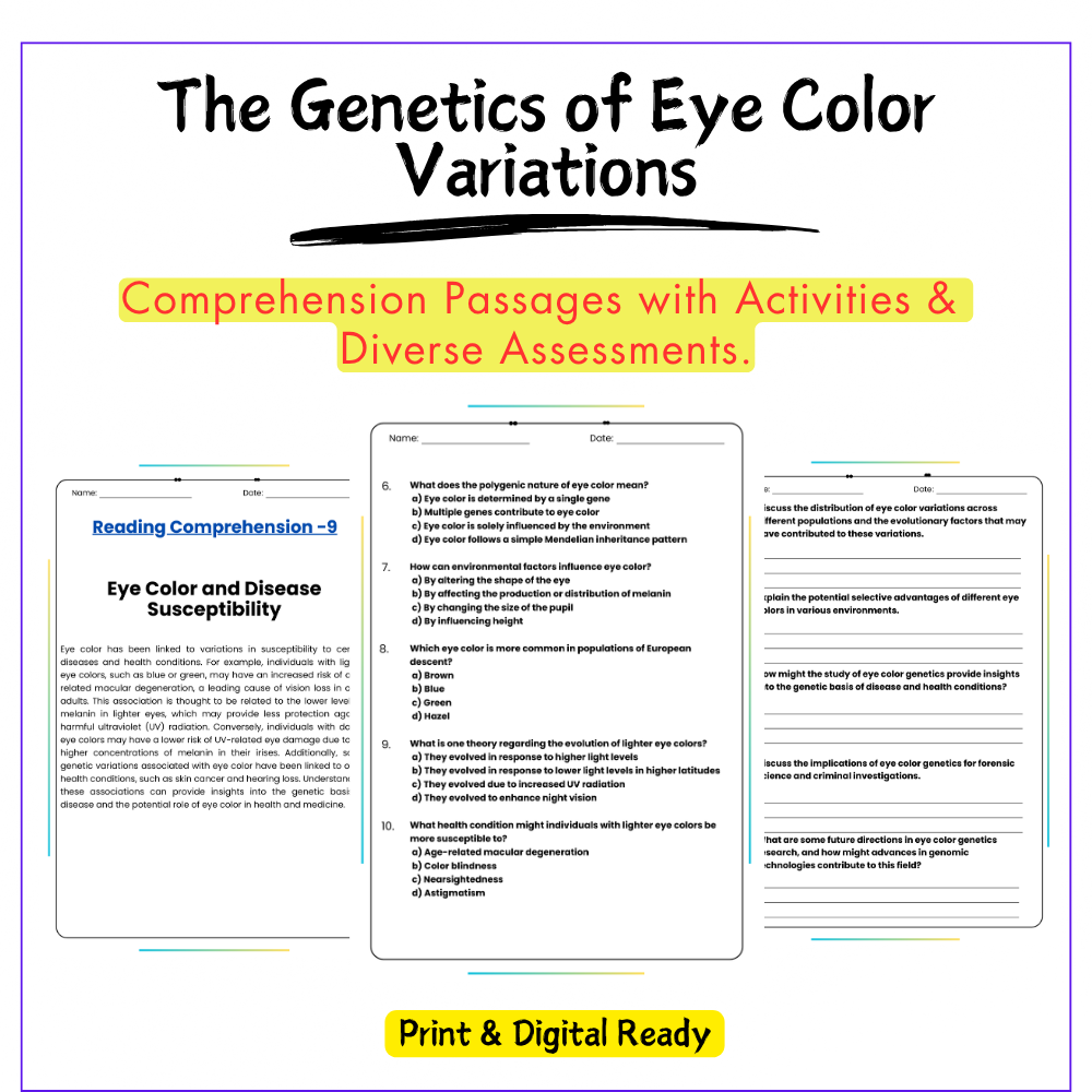 Eye Color Genetics Worksheet