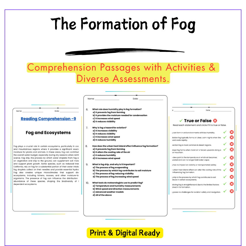 Fog Formation Worksheet