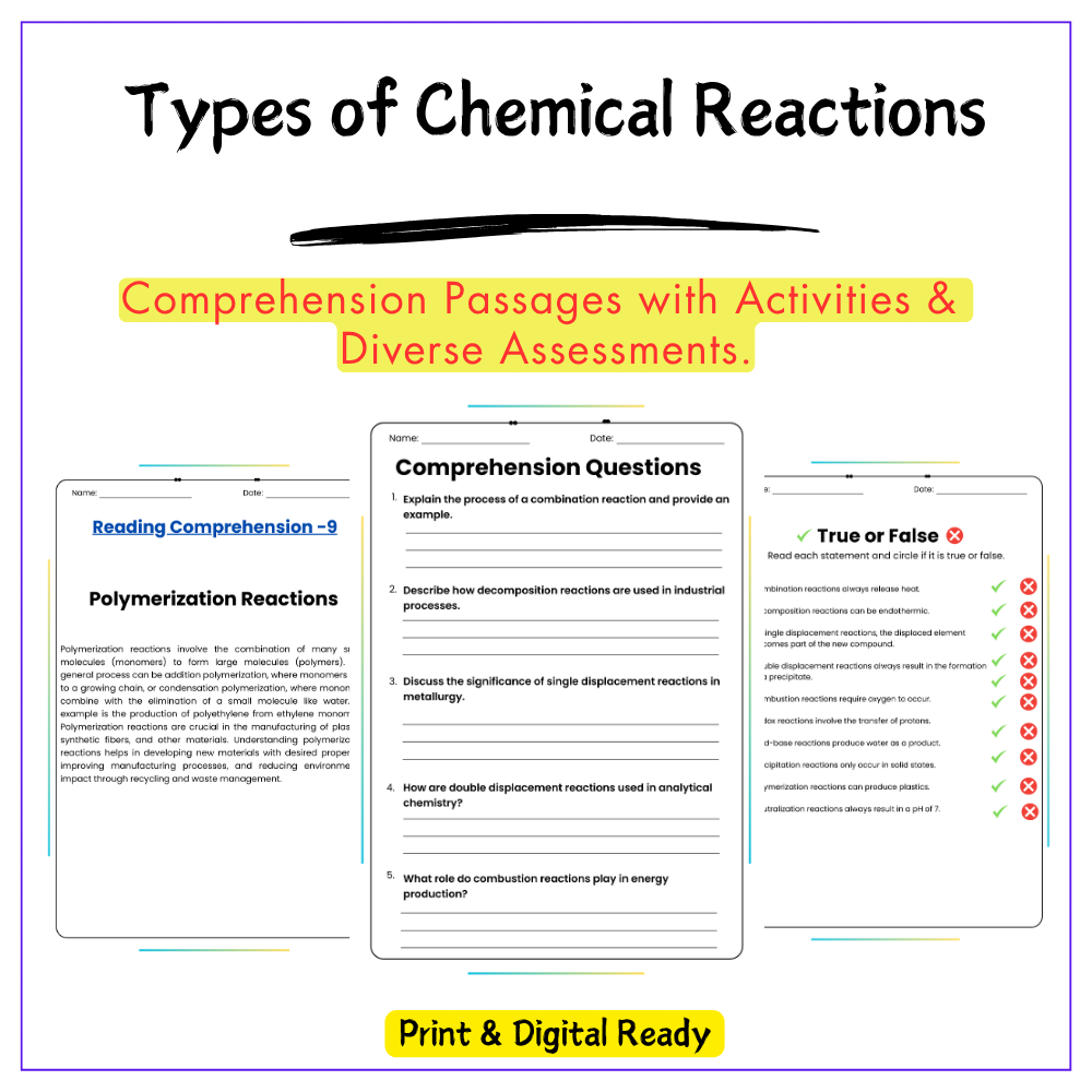 Types of Reactions Worksheet