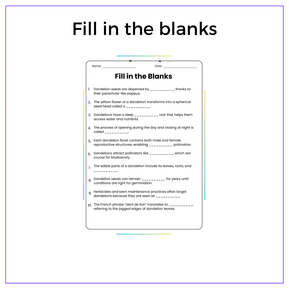 Dandelion Life Cycle Worksheet - Image 4