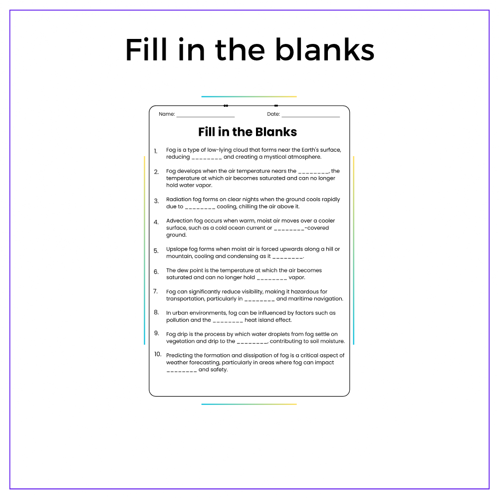 Fog Formation Worksheet - Image 4
