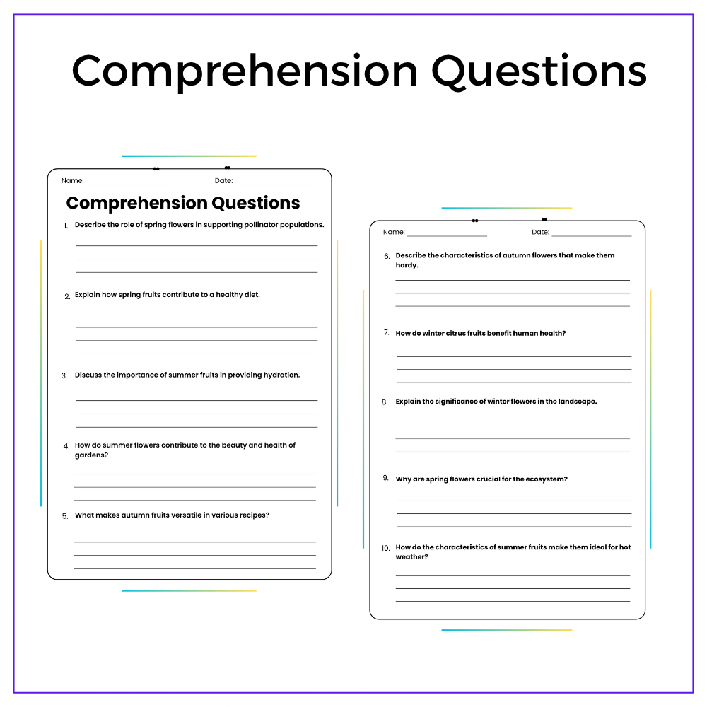 Seasonal Fruits & Flowers Worksheet - Image 5