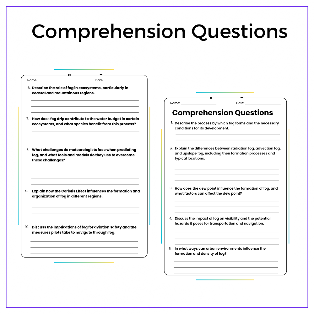 Fog Formation Worksheet - Image 5