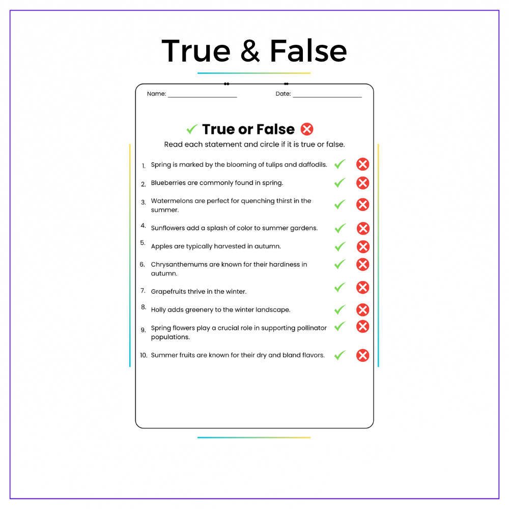 Seasonal Fruits & Flowers Worksheet - Image 6
