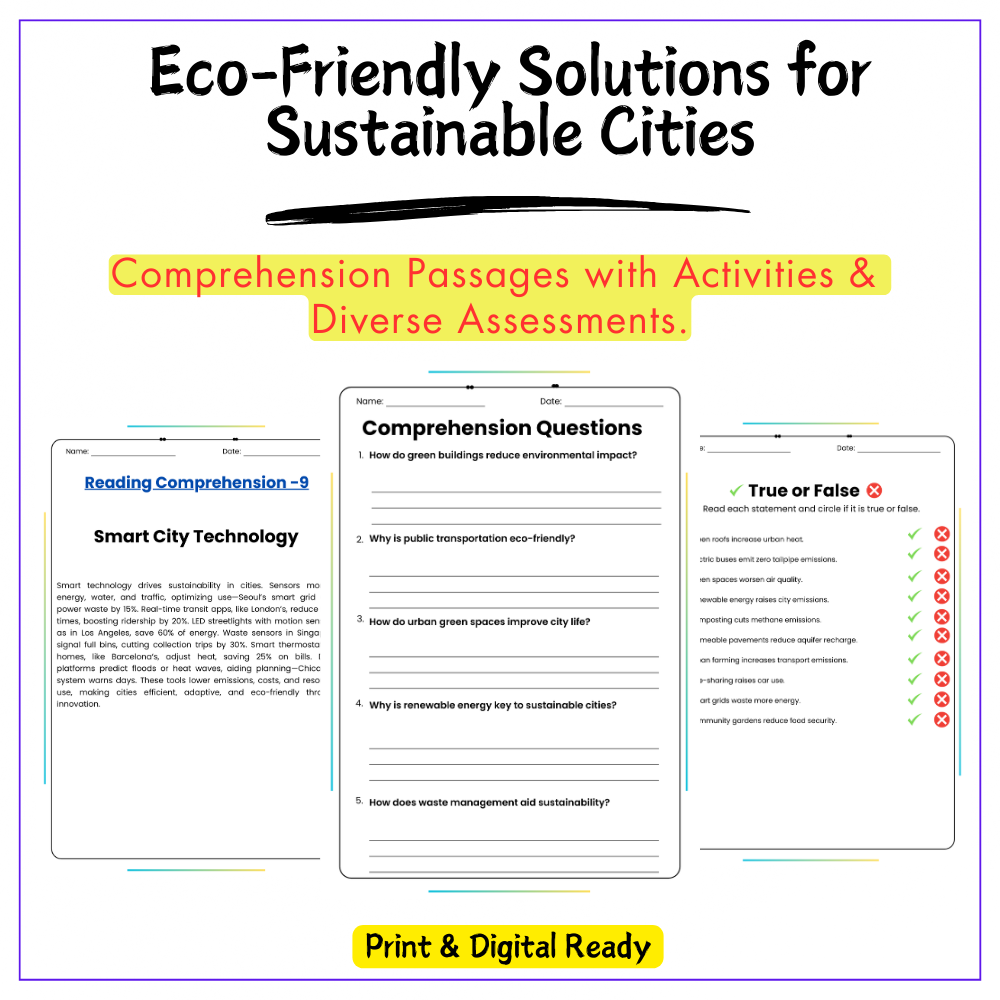 Sustainable Cities Worksheet