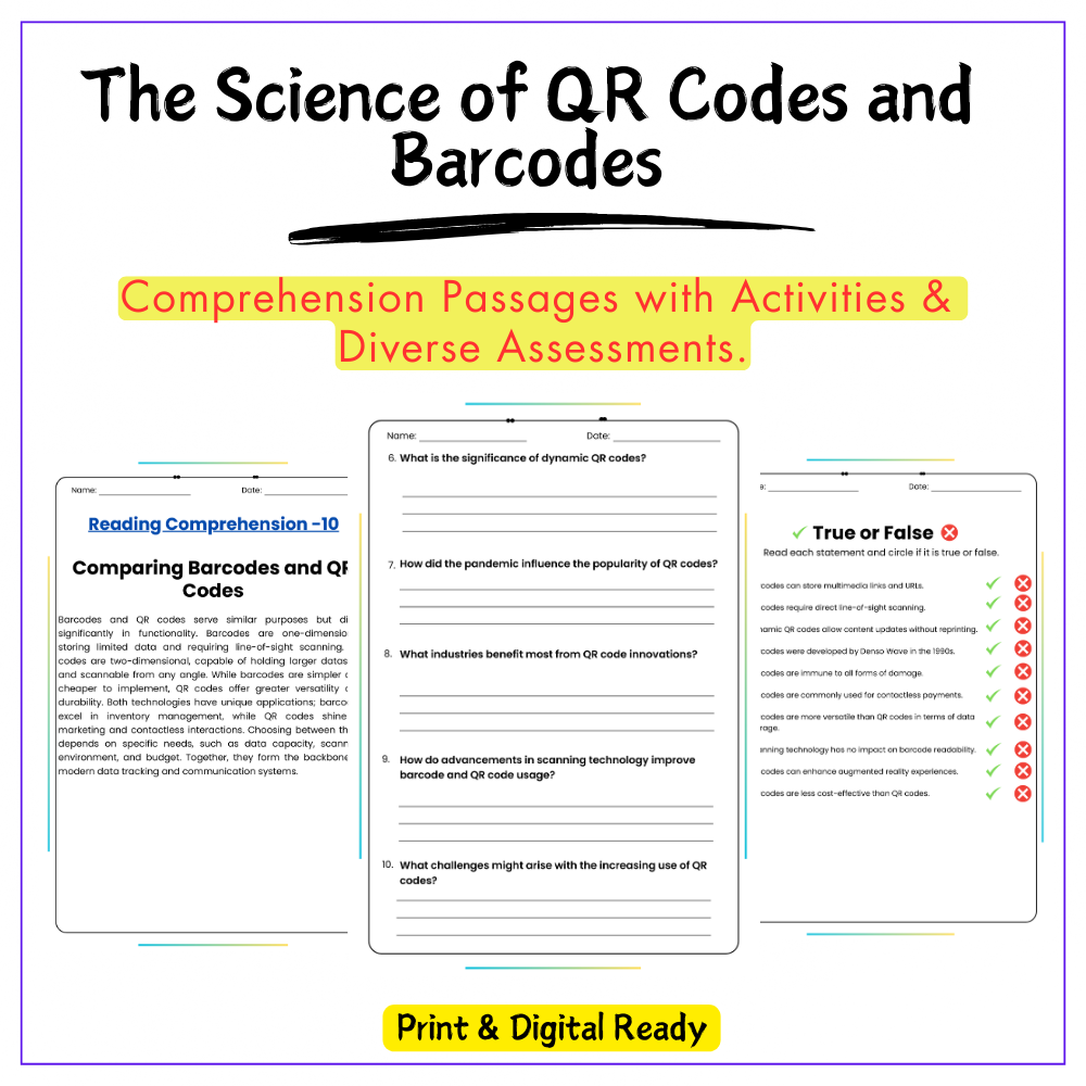 QR Codes & Barcodes Worksheet