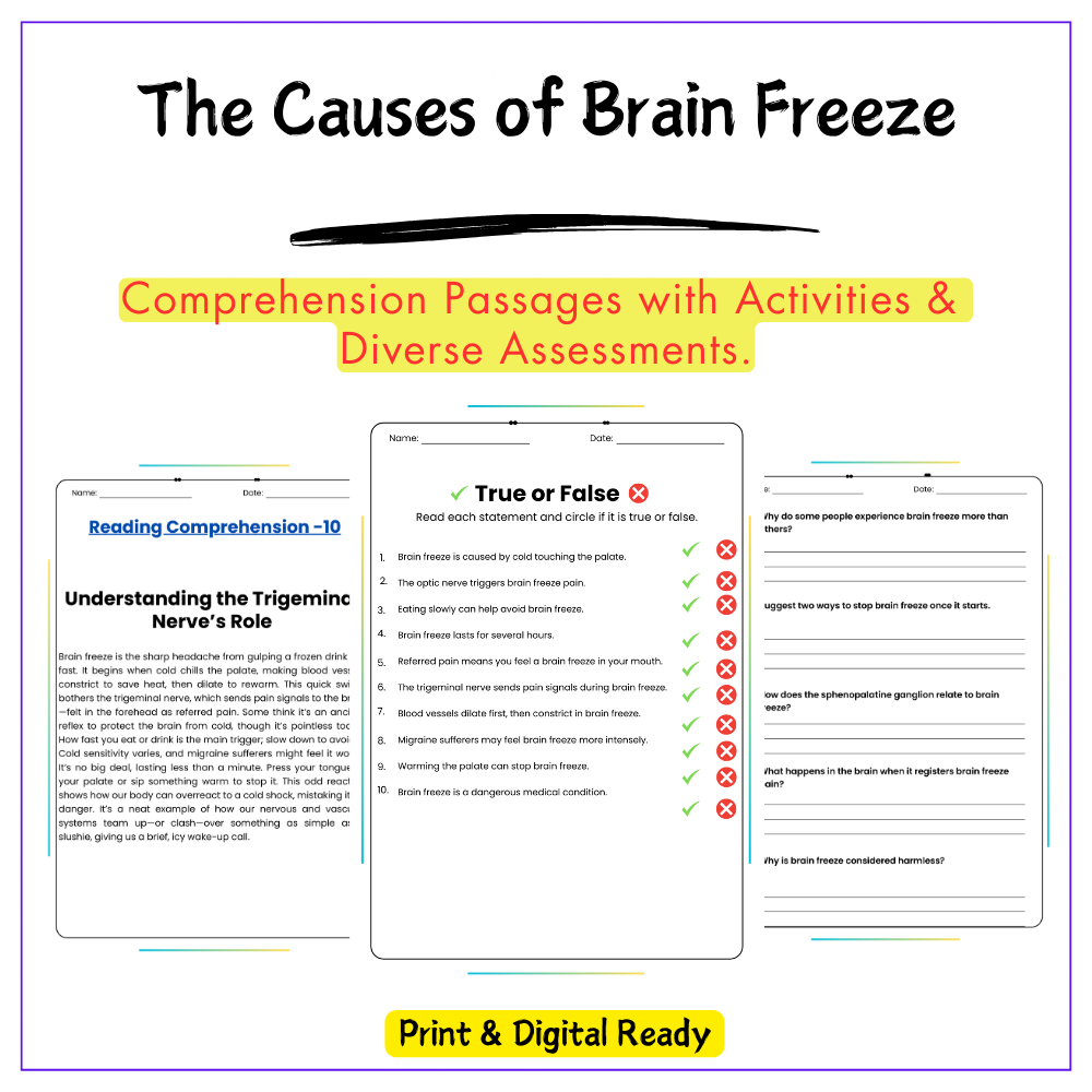 Brain Freeze Worksheet