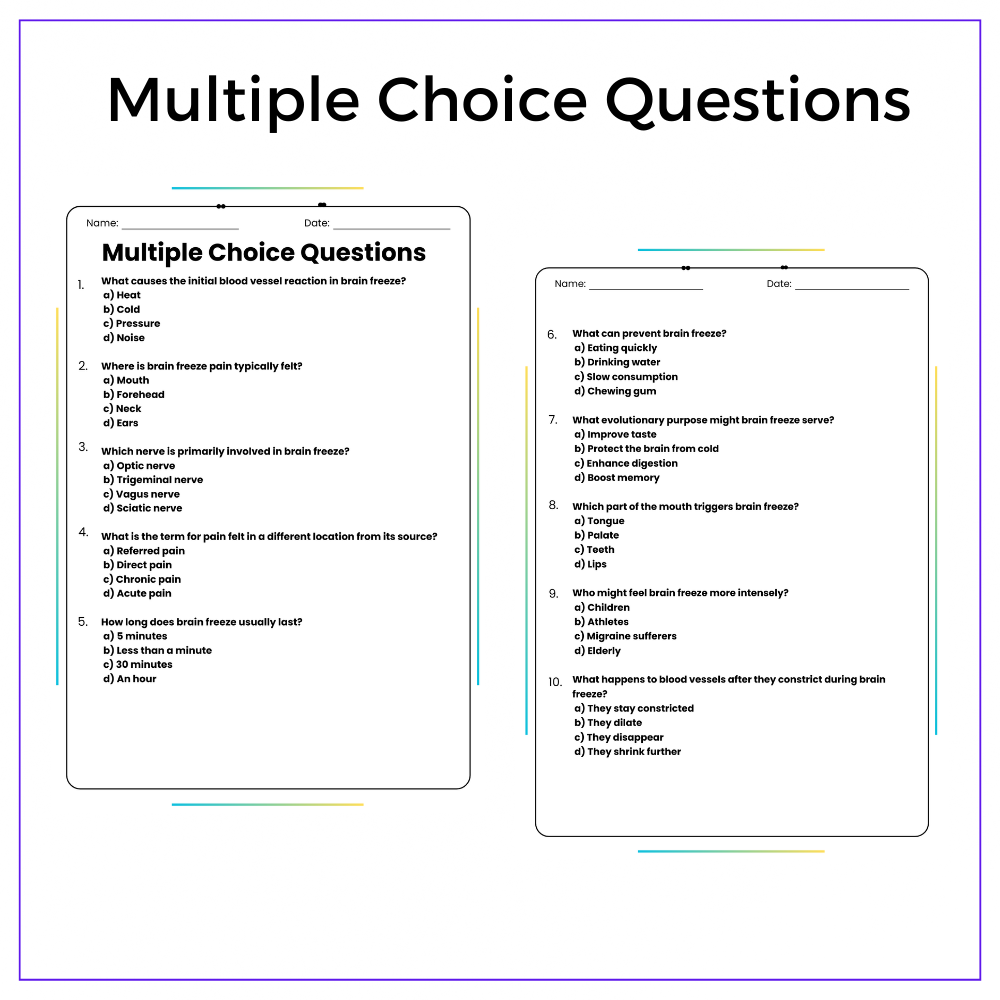 Brain Freeze Worksheet - Image 3