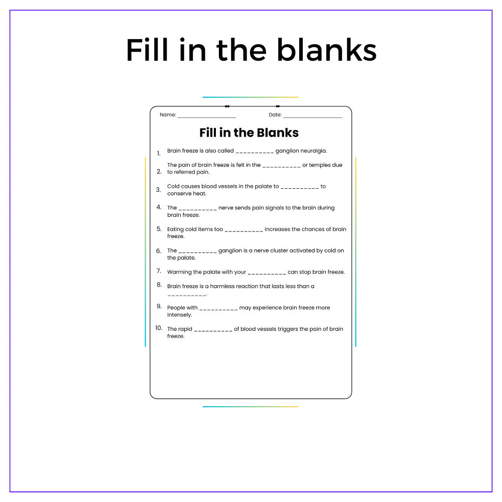 Brain Freeze Worksheet - Image 4