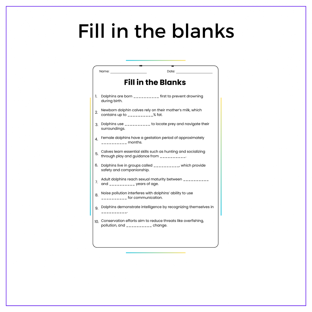 Dolphin Life Cycle Worksheet - Image 4